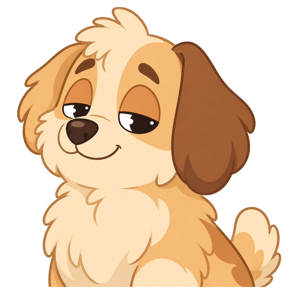 A sleepy cartoon pup snoozing